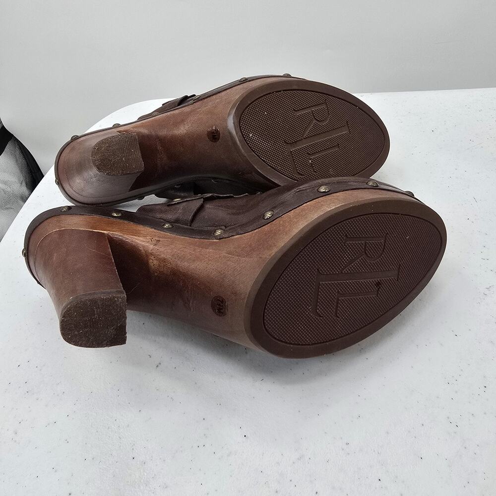 Lauren Ralph Lauren Brown Leather Mule Heels Womens Size 7.5 - Picture 8 of 10